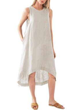 Linen High Low Midi Dress for Women with Pockets - Stylish & Comfortable Summer